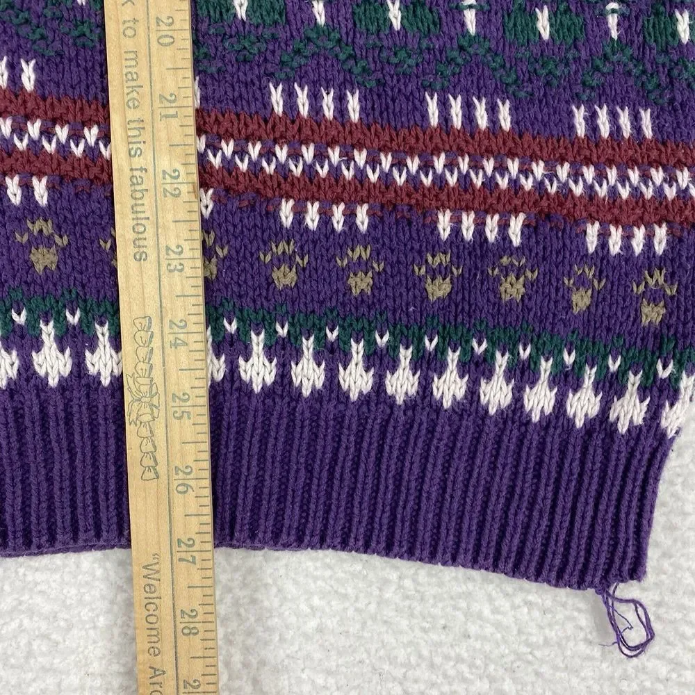 Vintage Eddie Bauer Sweater‎ Mens Size L Purple Geometric Nordic Pullover *READ*